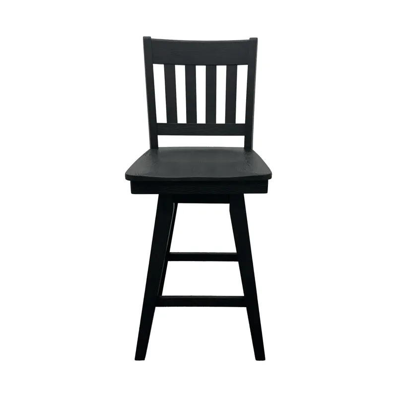 Wooden Barstools Wooden Barstool w-Slat Back Black
