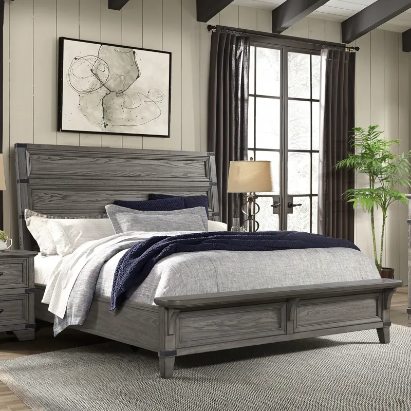 Forge King Bed Brushed Steel