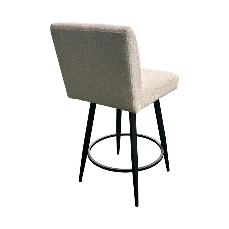 Metal Base Barstools Metal Base Barstool w-Parsons Seat Champagne Fabric