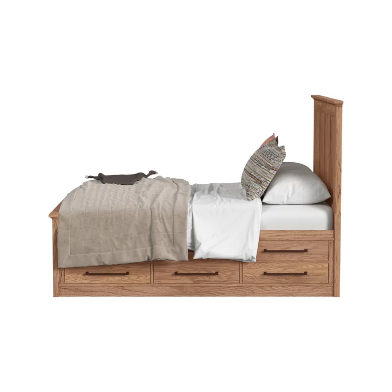 Oak Park Queen Captain\'s Bed w Drawers Taupe