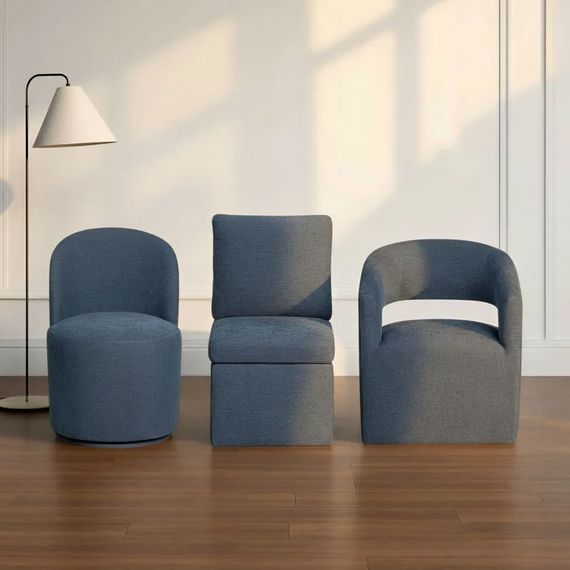 Upholstered Dining Chairs Uph Dining Chair Curved Back Modern Denim