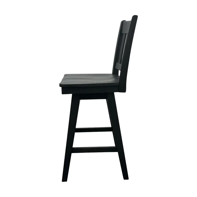 Wooden Barstools Wooden Barstool w-Slat Back Black