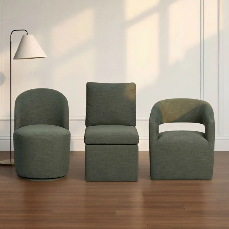 Upholstered Dining Chairs Uph Dining Chair Curved Open Back Sage