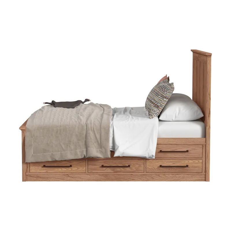 Oak Park Queen Captain's Bed w Drawers Taupe