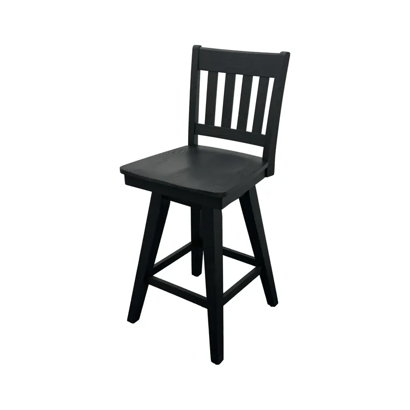 Wooden Barstools Wooden Barstool w-Slat Back Black