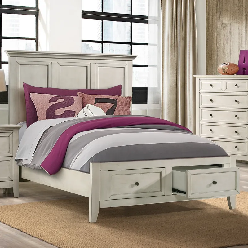 San Mateo Youth Full Storage Bed Rustic White