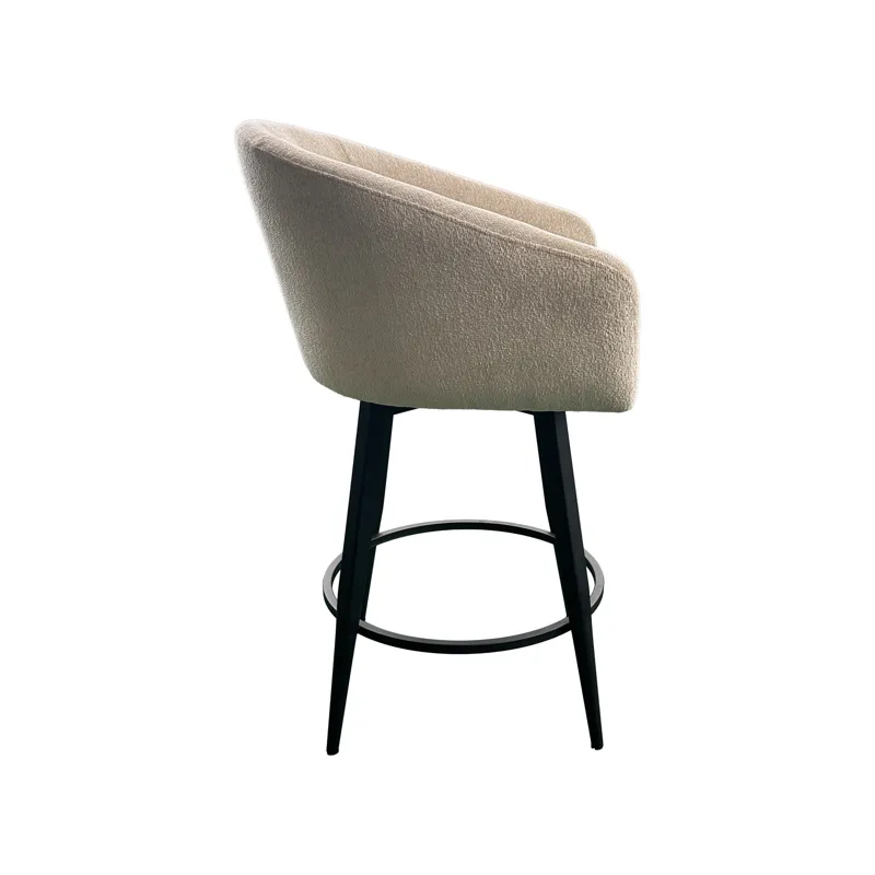 Metal Base Barstools Metal Base Barstool w-Barrel Seat Champagne Fabric