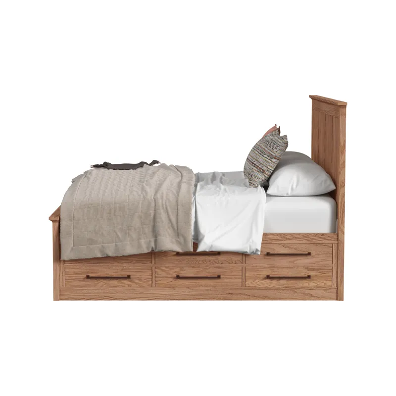 Oak Park King Captain\'s Bed w Drawers Taupe
