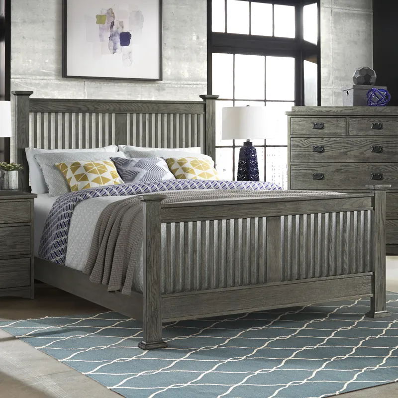 Oak Park Queen Slat Bed Pewter