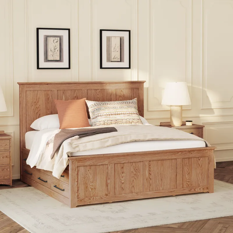 Oak Park King Captain's Bed w Drawers Taupe