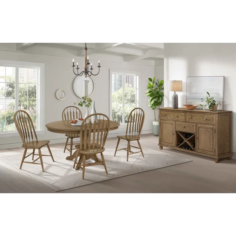 Colonial Oak Round Pedestal Table