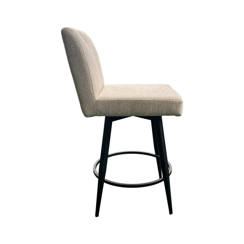 Metal Base Barstools Metal Base Barstool w-Parsons Seat Champagne Fabric