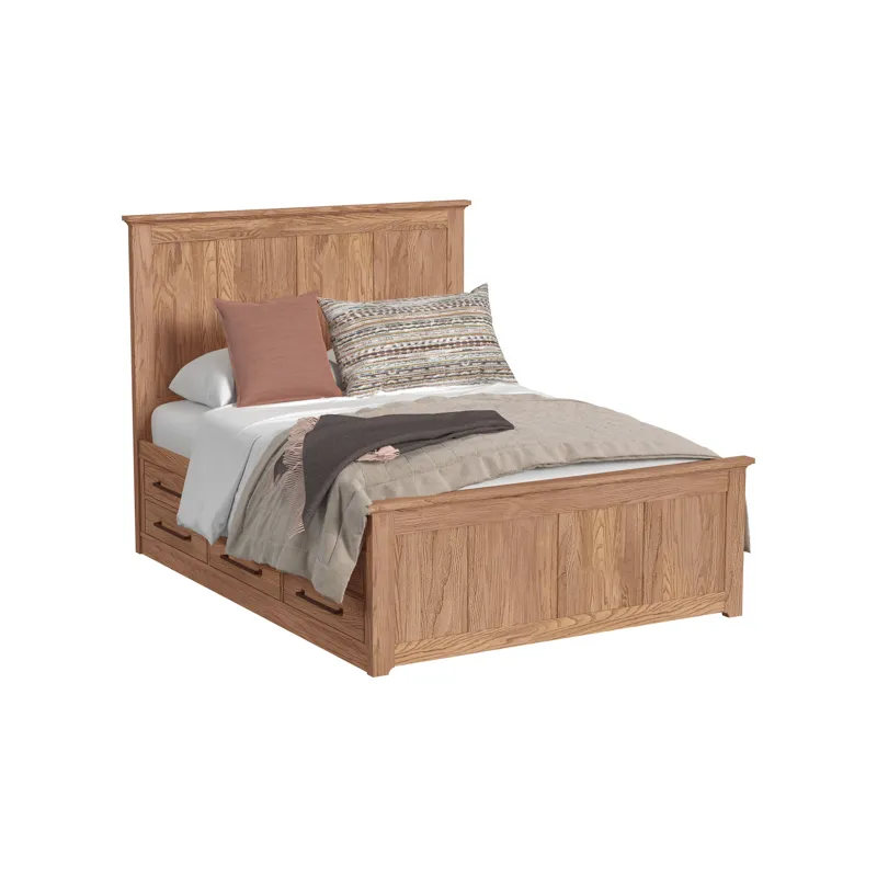 Oak Park Queen Captain's Bed w Drawers Taupe