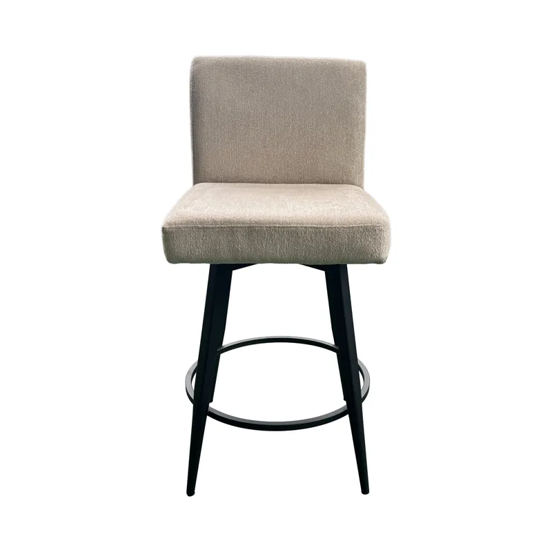 Metal Base Barstools Metal Base Barstool w-Parsons Seat Champagne Fabric
