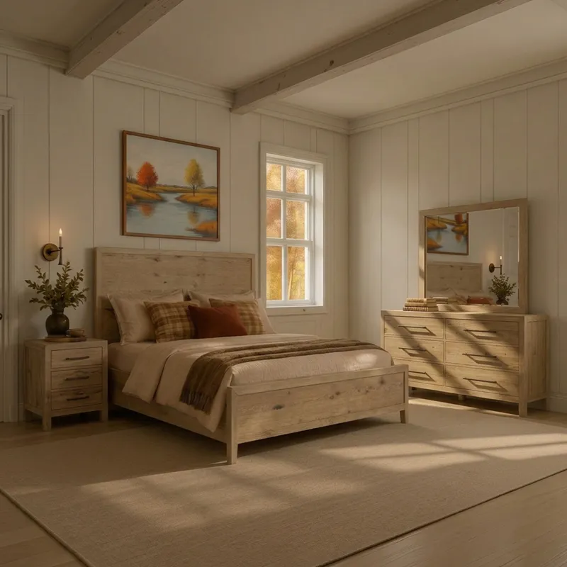Norwich Queen Panel Bed Antique Oak