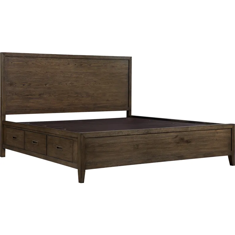 Norwich King Panel Storage Bed Dark Rustic Oak