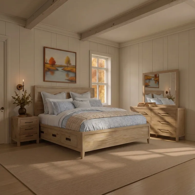 Norwich King Panel Storage Bed Antique Oak