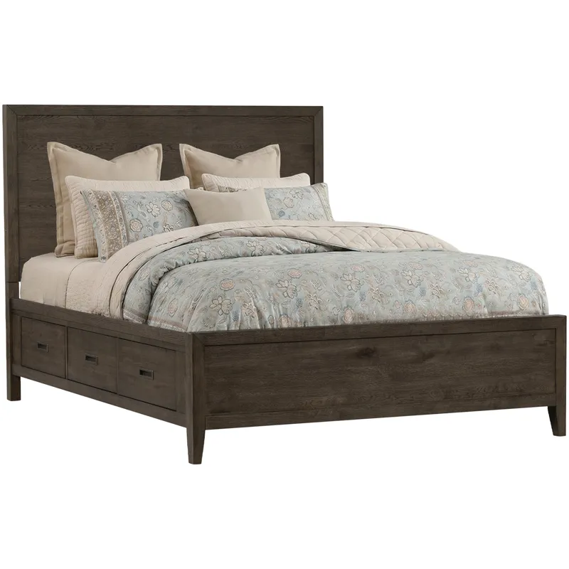Norwich Queen Panel Storage Bed Dark Rustic Oak