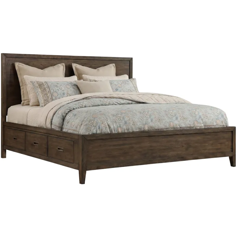 Norwich King Panel Storage Bed Dark Rustic Oak