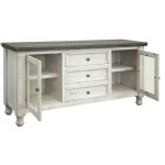 2 Glass Doors & 3 Drawer Buffet Stone finish