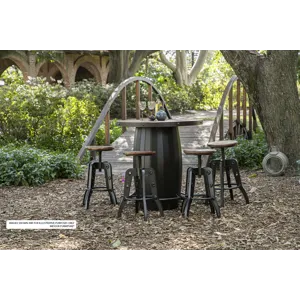 Antique Multicolor Antique Bistro Table Barrel Design