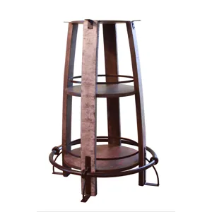 Antique Multicolor Antique Bistro Table  Barrel Shaped with Shelves