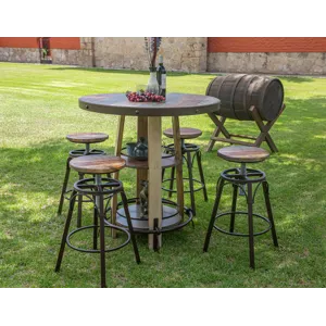 Antique Multicolor Antique Bistro Table  Barrel Shaped with Shelves