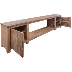 Natural Parota 2 Door TV Stand w/Fireplace Option