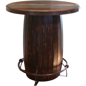 Antique Multicolor Antique Bistro Table Barrel Design