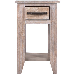 White Teak Chairside Table