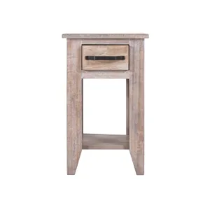 White Teak Chairside Table