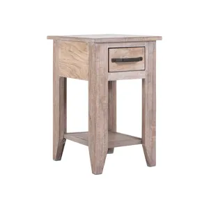 White Teak Chairside Table