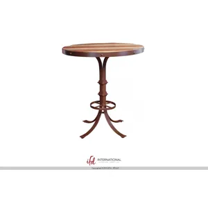 Bistro Table Base w/Footrest, White color & Barrel shape