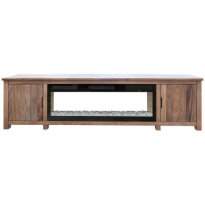 Natural Parota 2 Door TV Stand w/Fireplace Insert
