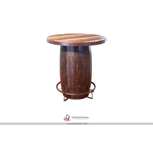 Bistro Table Base w/Footrest, White color & Barrel shape