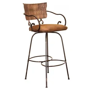 30 Swivel Hand Forged Barstool w/Arms, Microfiber Seat