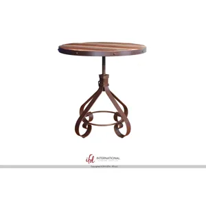 Bistro Table Base w/Footrest, White color & Barrel shape