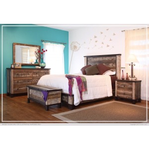 Antique Multicolor King Footboard