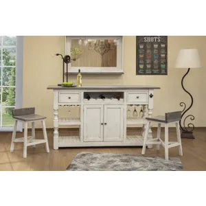 Stone Bar &amp; 2 Stools