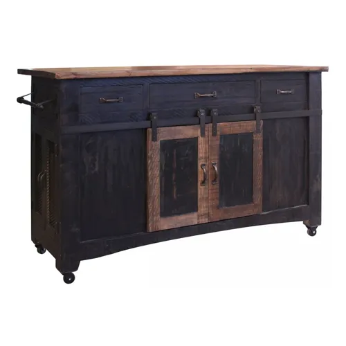 Pueblo Black Kitchen Island