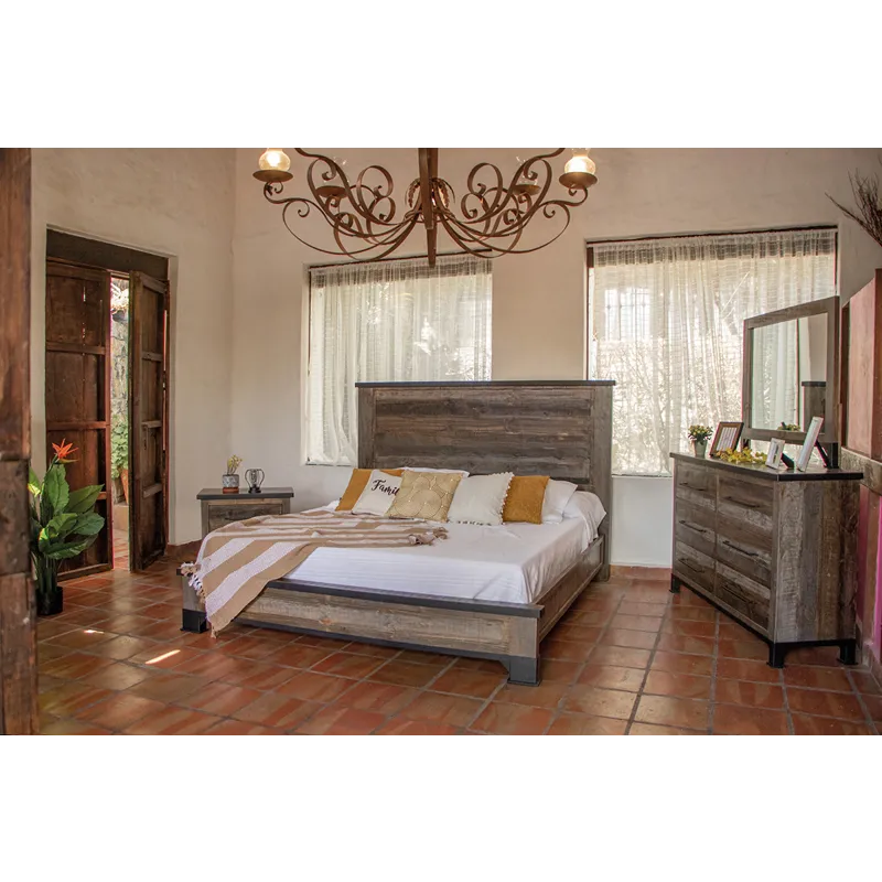 Antique Gray Queen Bed