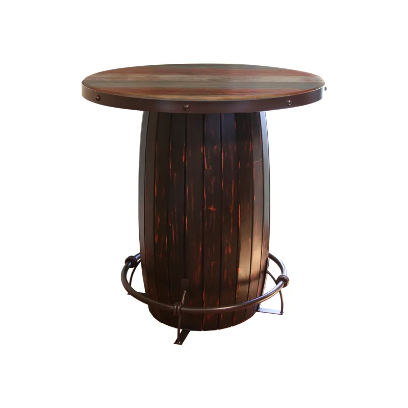Antique Multicolor Antique Bistro Table Barrel Design