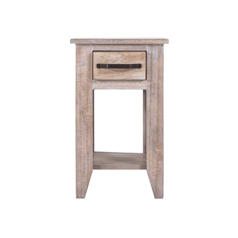 White Teak Chairside Table