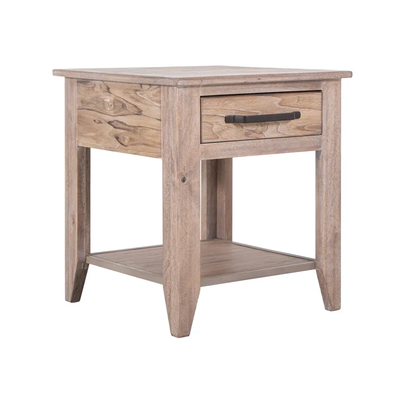 White Teak End Table