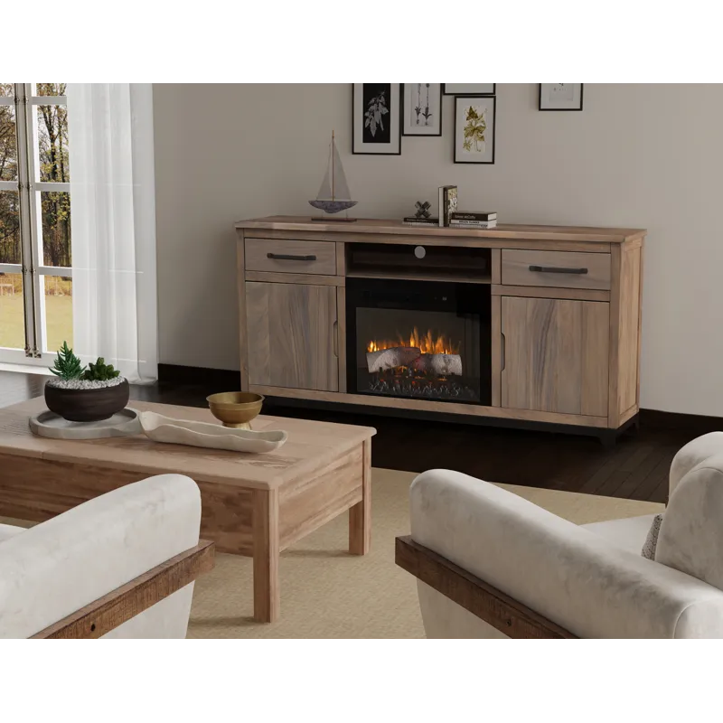 Natural Parota 70\" Electric Fireplace