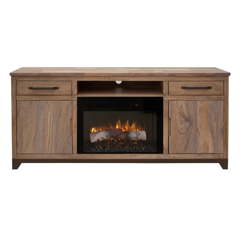 Natural Parota 70\" Electric Fireplace
