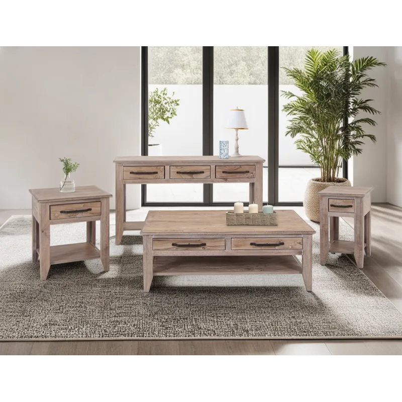 White Teak End Table