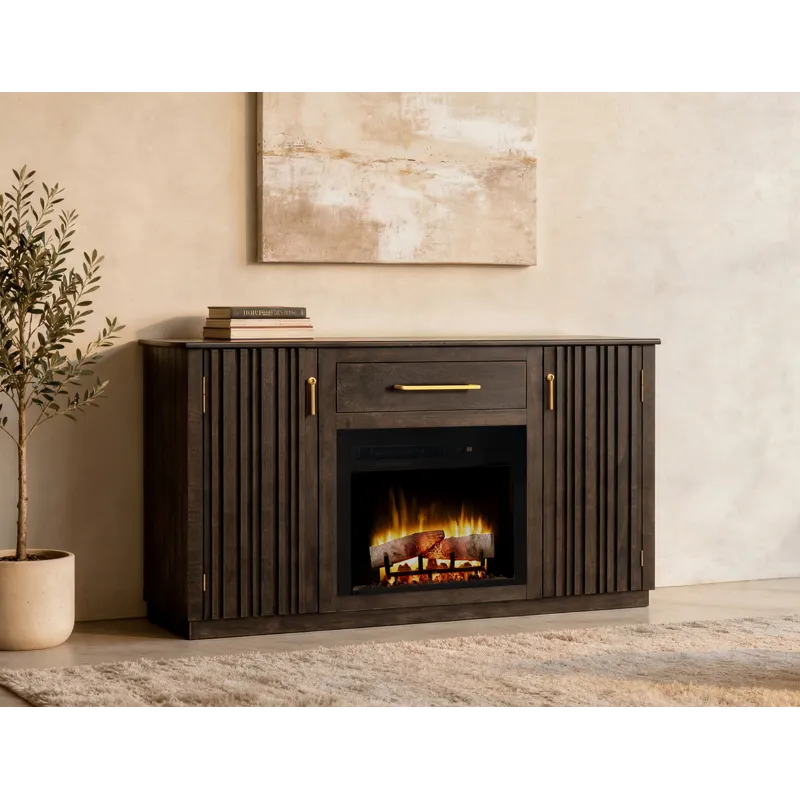 Dark Mezquite TV Stand for Fire Place