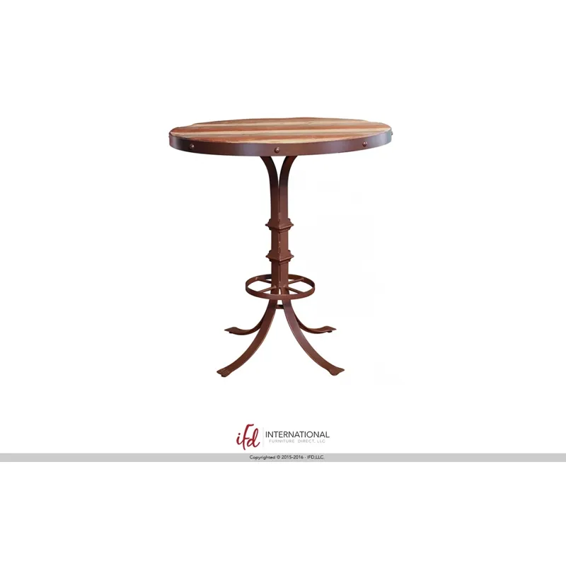 Bistro Table Base w/Footrest, White color & Barrel shape