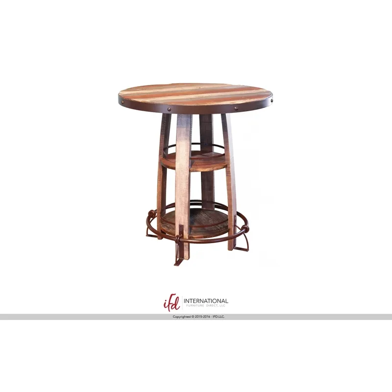 Bistro Table Base w/Footrest, White color & Barrel shape
